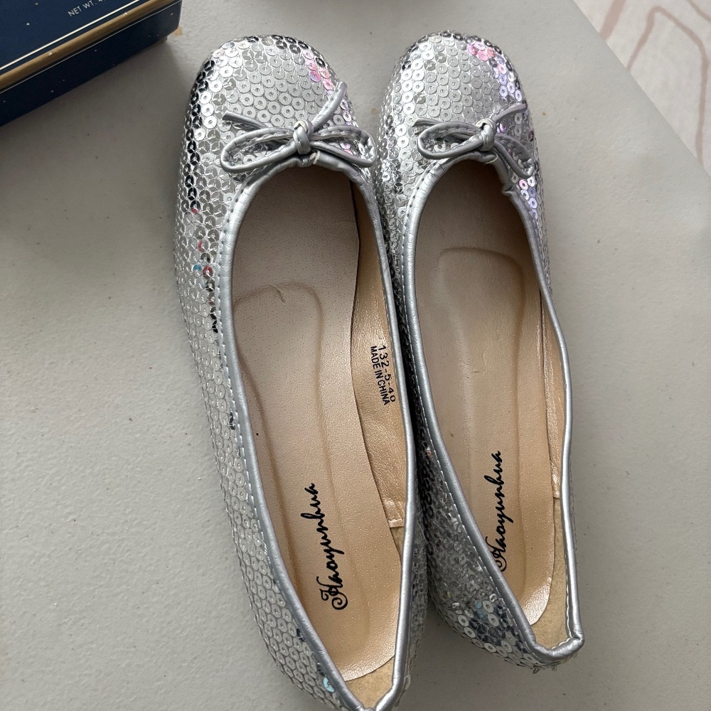 🤍 Now Silver Ballet Flats